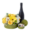 Celebrations Galore Flowers & Champagne Gift, Mixed Floral Hat Box, Mixed Floral Gift Baskets, Champagne Gifts, Chocolates, Champagne, Multi colored Flower Arrangements, NY Same Day Delivery