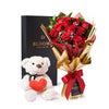 Valentine's Day 12 Stem Red Rose Bouquet With Box & Bear, plush, roses, Valentine's day gifts, New York Same Day Flower Delivery